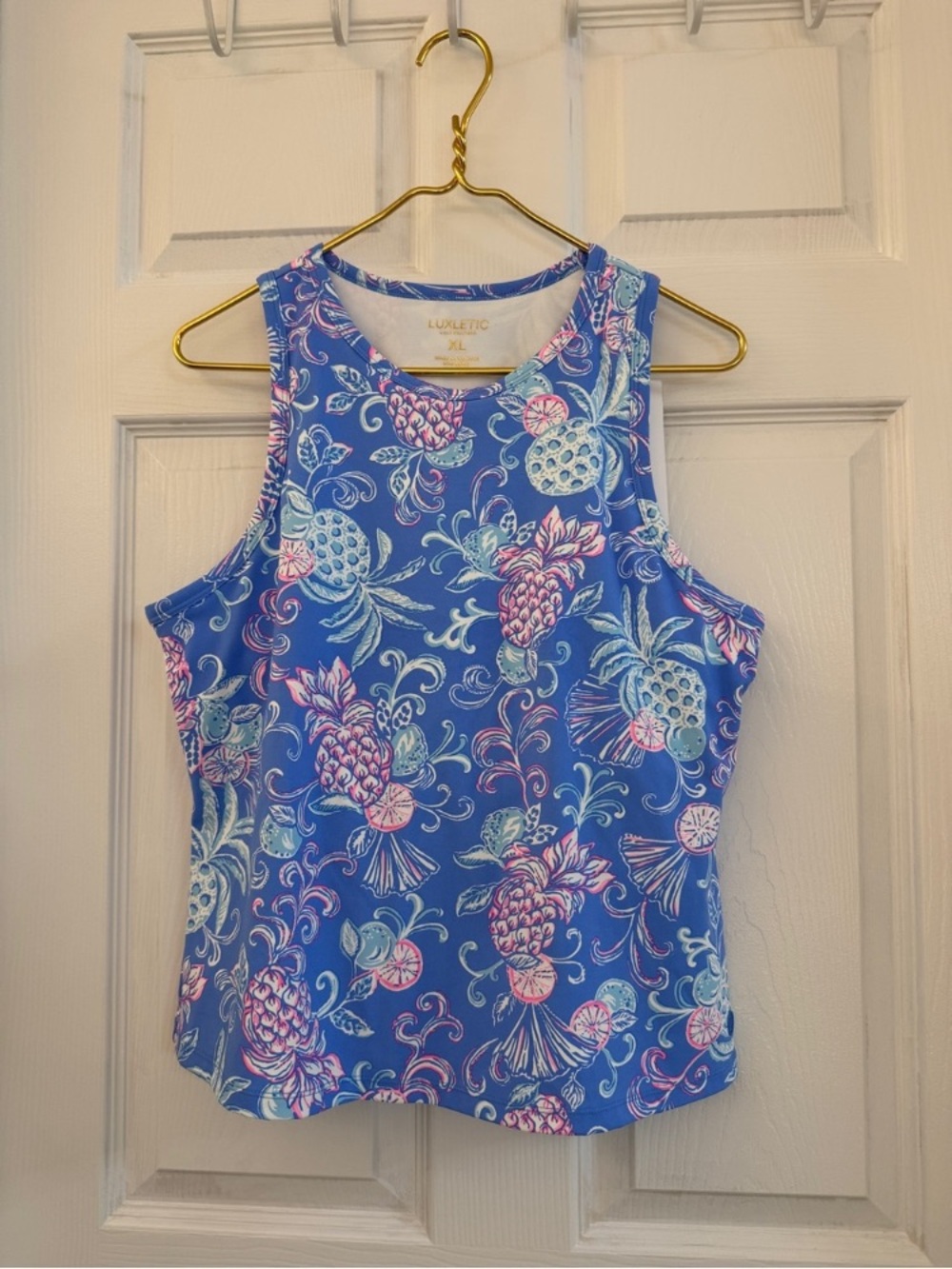 lululemon athletica Blue Tropical Print Sleeveless Tank Top